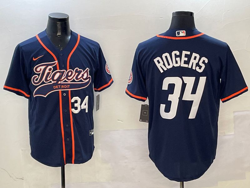 Men Detroit Tigers #34 Rogers Drak Blue Joint Name Game 2025 Nike MLB Jersey style 4